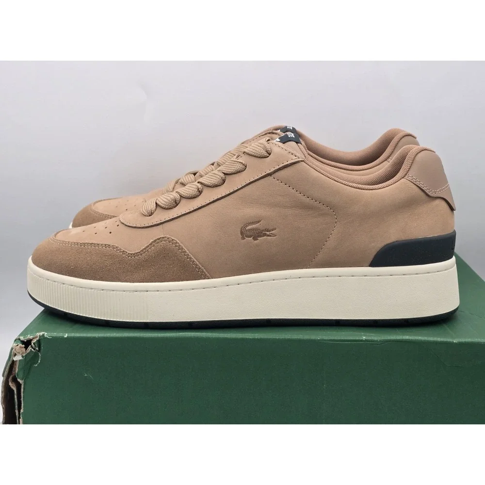 NIB Lacoste Men's Ace Clip 223 4 SMA Sneaker -‎ Brown/Off White - Size 12.5